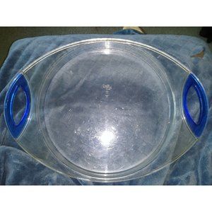 Pampered Chef Acrylic Serving Tray Plate Blue/Clear 13.5"